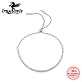 TrustDavis 925 Silver Bracelet Zircon Shining Women Lady Birthday Gift