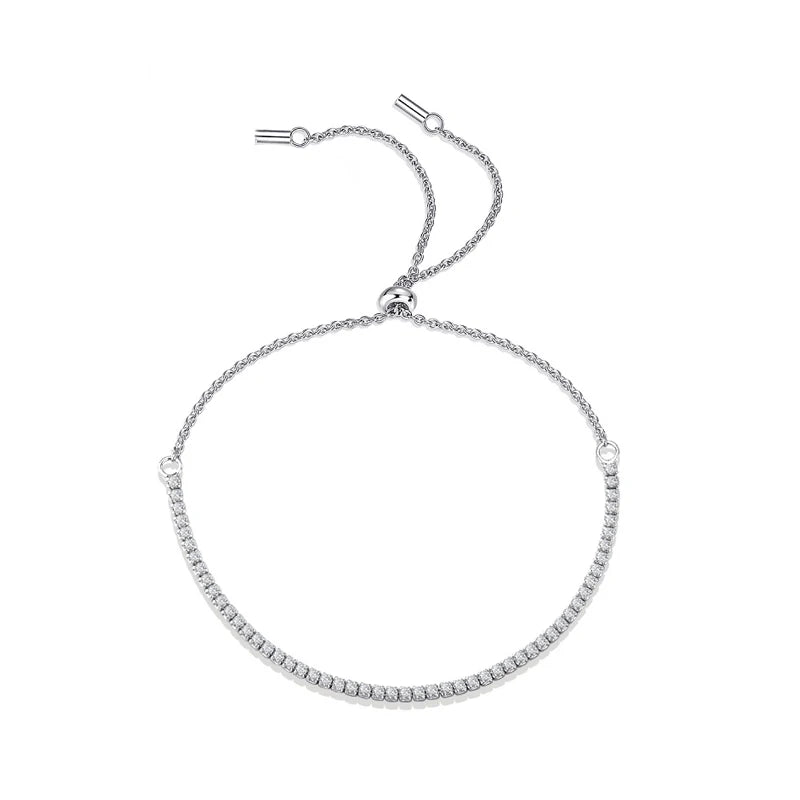 TrustDavis 925 Silver Bracelet Zircon Shining Women Lady Birthday Gift