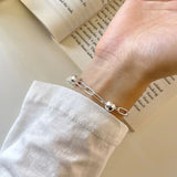 925 Silver Ball Beads Chain Bracelet Women Wedding Party Gift DA3126
