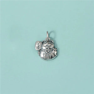 TrustDavis 925 Sterling Silver Lucky Cat DIY Animal Jewelry Gift