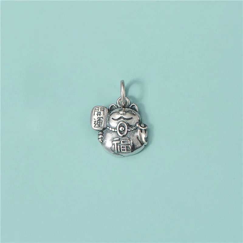 TrustDavis 925 Sterling Silver Lucky Cat DIY Animal Jewelry Gift