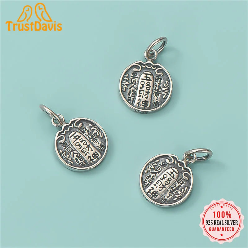 925 Sterling Silver Round Pendant Bracelet Necklace Set DIY Vintage Jewelry