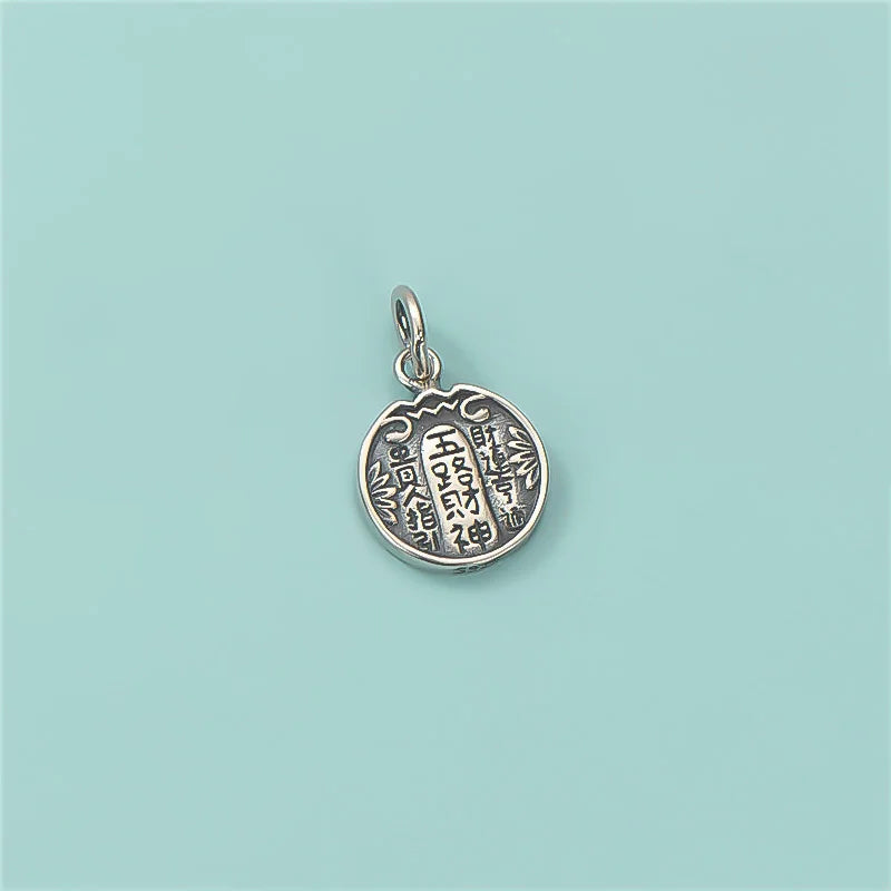925 Sterling Silver Round Pendant Bracelet Necklace Set DIY Vintage Jewelry