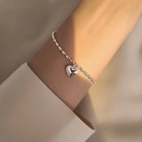 925 Silver Heart Beads Chain Bracelet for Women YQ138