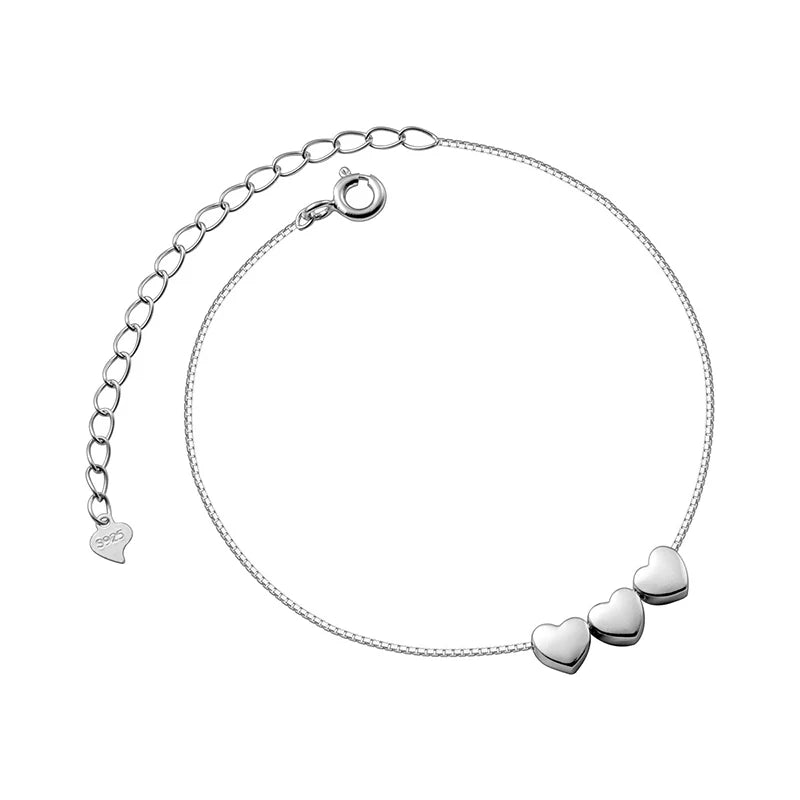TrustDavis 925 Silver Heart Bracelet Romantic Love Gift DA2987
