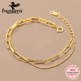Real 925 Sterling Silver Double Layer Beads Chain Bracelet