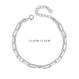 Real 925 Sterling Silver Double Layer Beads Chain Bracelet