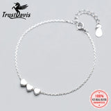 925 Silver Bracelet 3 Hearts Love Birthday Gift For Women