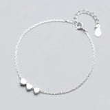 925 Silver Bracelet 3 Hearts Love Birthday Gift For Women