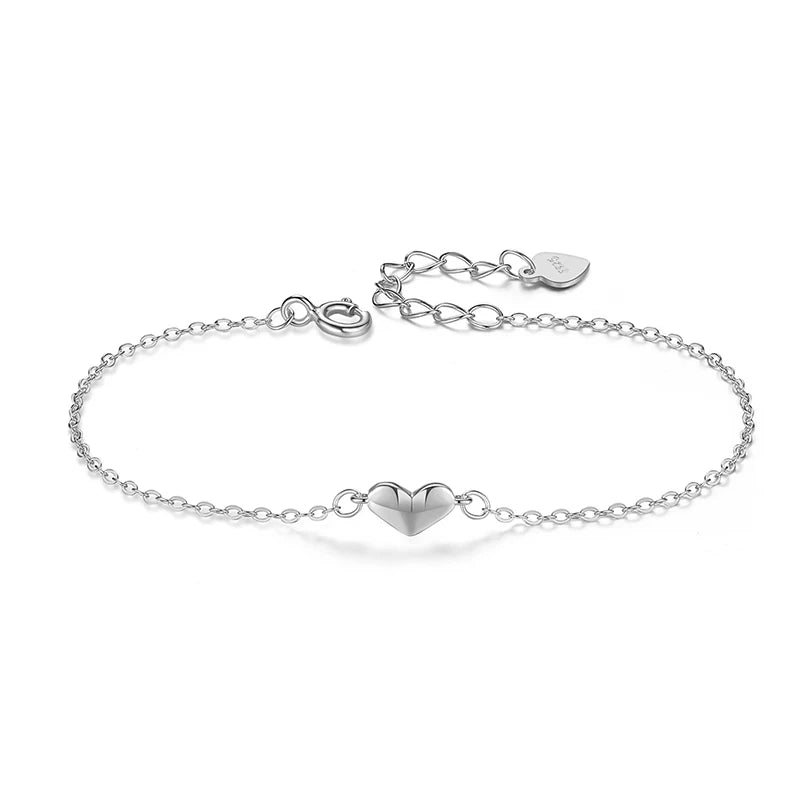 TrustDavis 925 Silver Heart Bracelet for Women Wedding