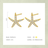 TrustDavis Silver CZ Starfish Stud Earrings For Women, Fine Jewelry Gift