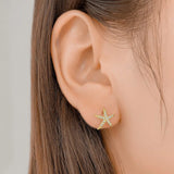 TrustDavis Silver CZ Starfish Stud Earrings For Women, Fine Jewelry Gift