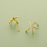TrustDavis Silver CZ Starfish Stud Earrings For Women, Fine Jewelry Gift