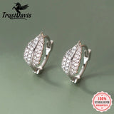 925 Silver CZ Leaf Hoop Earrings for Women Wedding Party