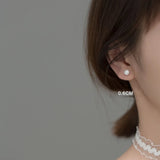 925 Silver CZ Bead Stud Earrings Women Wedding Party Jewelry