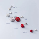 925 Silver CZ Bead Stud Earrings Women Wedding Party Jewelry