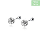 925 Silver CZ Bead Stud Earrings Women Wedding Party Jewelry