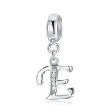 Davis 925 Sterling Silver Letter CZ Charm Beads Pendant Wedding Jewelry