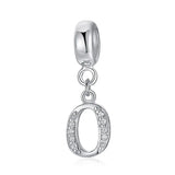 Davis 925 Sterling Silver Letter CZ Charm Beads Pendant Wedding Jewelry