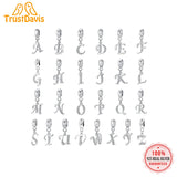 Davis 925 Sterling Silver Letter CZ Charm Beads Pendant Wedding Jewelry