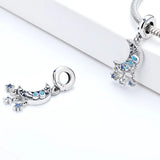 Davis 925 Sterling Silver Astronaut Star CZ Charm Bead Pendant