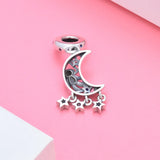 Davis 925 Sterling Silver Astronaut Star CZ Charm Bead Pendant