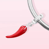925 Sterling Silver Charm Beads Red Pepper Bracelet Necklace DIY