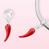 925 Sterling Silver Charm Beads Red Pepper Bracelet Necklace DIY