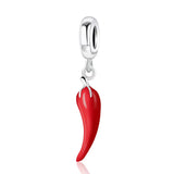 925 Sterling Silver Charm Beads Red Pepper Bracelet Necklace DIY
