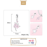 TrustDavis 925 Sterling Silver Charm Beads Cherry Blossom Bracelet DIY Jewelry