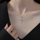 TrustDavis Sterling Silver Cross Pendant Necklace DS3864