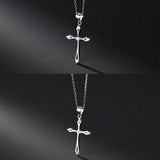 TrustDavis Sterling Silver Cross Pendant Necklace DS3864