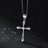 TrustDavis Sterling Silver Cross Pendant Necklace DS3864