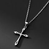 TrustDavis Sterling Silver Cross Pendant Necklace DS3864