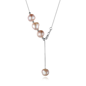 TrustDavis 925 Silver Purple Pearl Pendant Necklace for Women