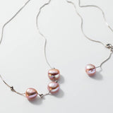 TrustDavis 925 Silver Purple Pearl Pendant Necklace for Women
