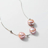 TrustDavis 925 Silver Purple Pearl Pendant Necklace for Women