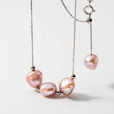 TrustDavis 925 Silver Purple Pearl Pendant Necklace for Women