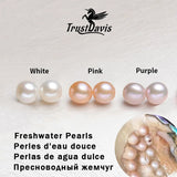TrustDavis 925 Silver Purple Pearl Pendant Necklace for Women