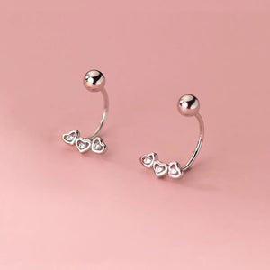 925 Silver Romantic Heart Beads Stud Earrings For Women