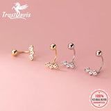 925 Silver Romantic Heart Beads Stud Earrings For Women