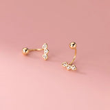 925 Silver Romantic Heart Beads Stud Earrings For Women