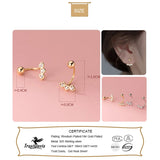 925 Silver Romantic Heart Beads Stud Earrings For Women