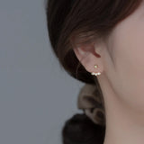 925 Silver Romantic Heart Beads Stud Earrings For Women