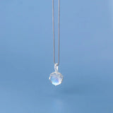 TrustDavis 925 Silver Flower Moonstone Pendant Necklace DIY 925 Jewelry