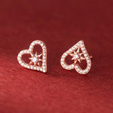 TrustDavis 925 Sterling Silver Love Star Stud Earrings