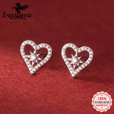 TrustDavis 925 Sterling Silver Love Star Stud Earrings