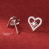 TrustDavis 925 Sterling Silver Love Star Stud Earrings
