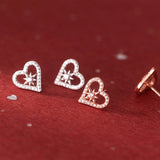 TrustDavis 925 Sterling Silver Love Star Stud Earrings