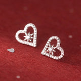 TrustDavis 925 Sterling Silver Love Star Stud Earrings